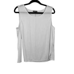 Habitat Comfort White Tank Blouse Sleeveless Sheer Layering Basic Women's Large